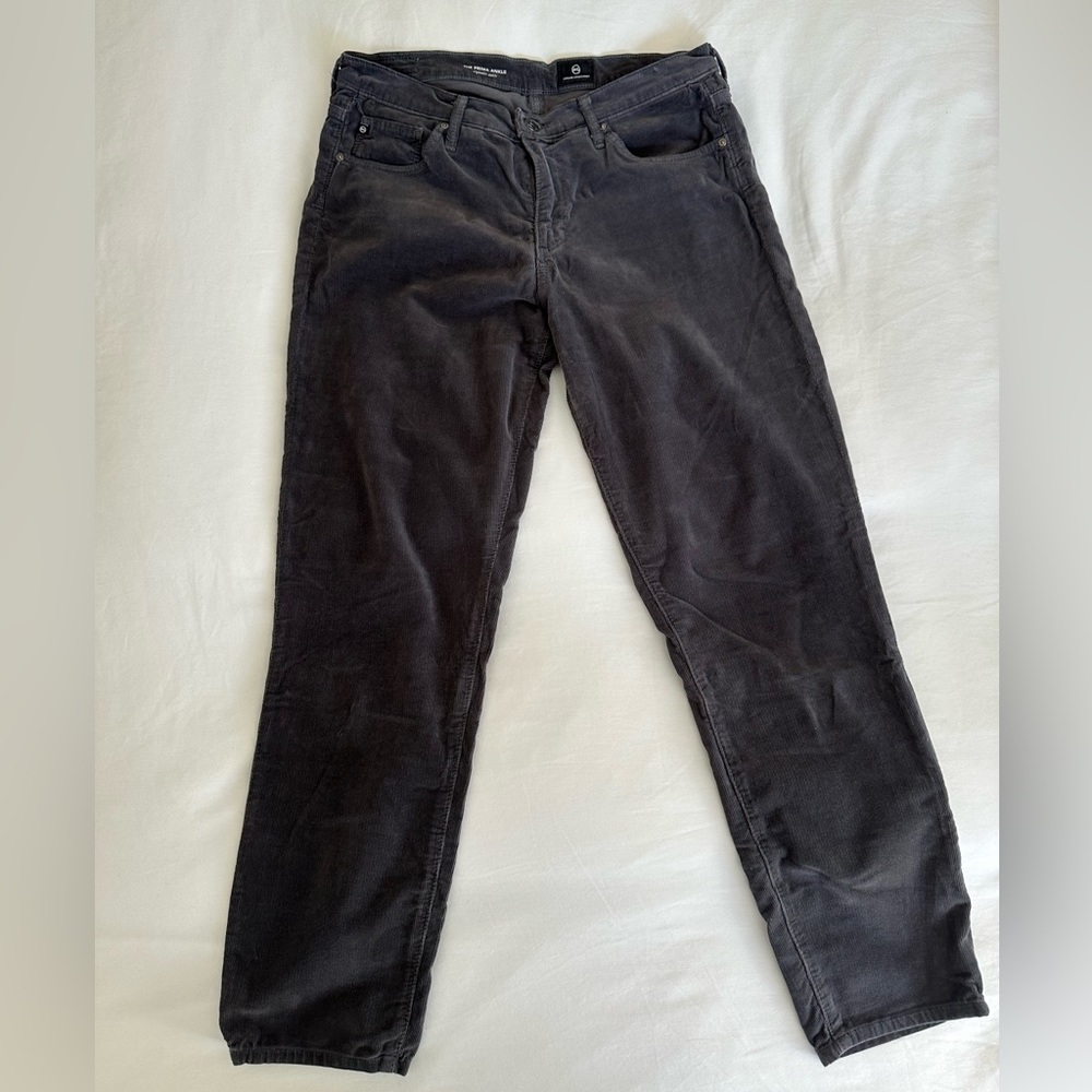 AG Prima Ankle Cigarette Ankle Gray Corduroys Size 30